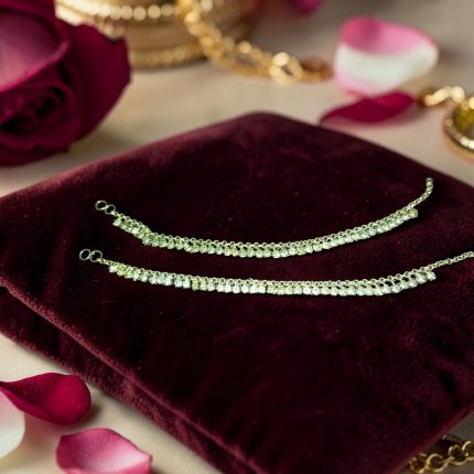 Elegant Crystal Payal for Women – Silver-Tone Anklet Foot Jewellery